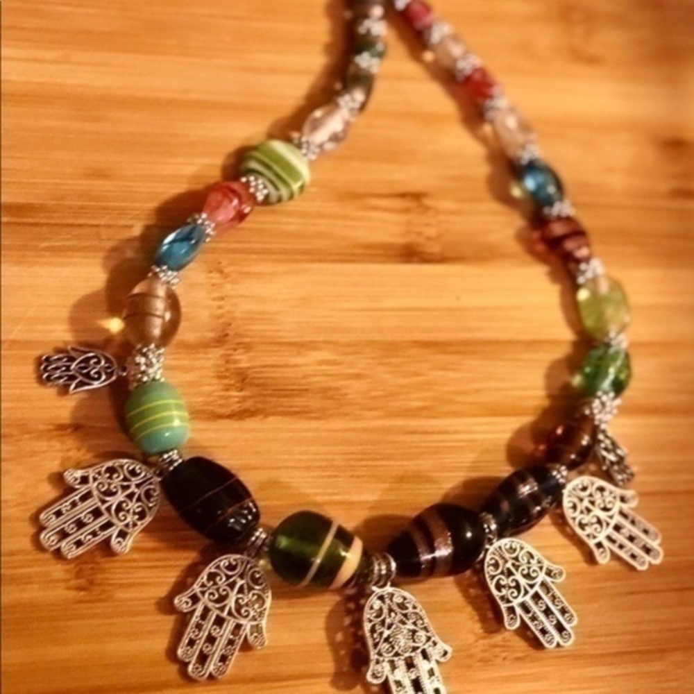 Moroccan Khamsa Hand of Fatima beaded Necklace